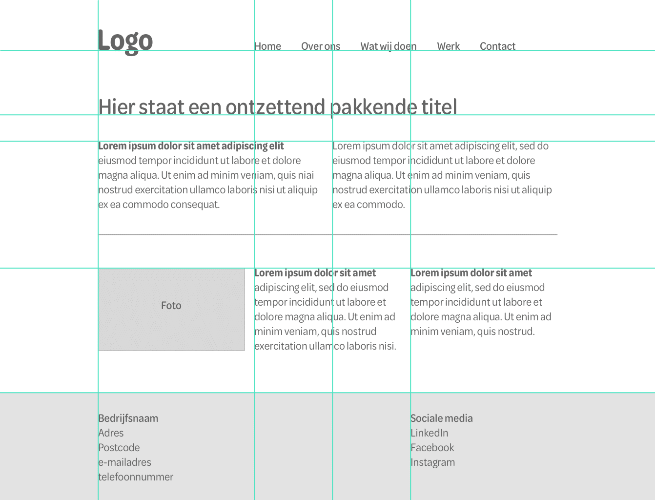 Website content in het grid.